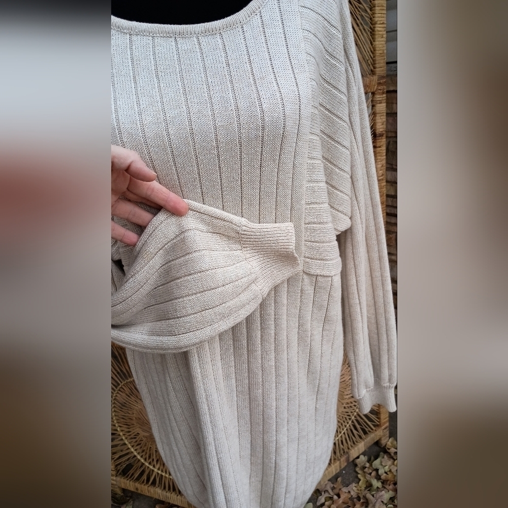 Promesa Cream Ribbed Knit Sweater Dress_Med - Picture 3 of 7